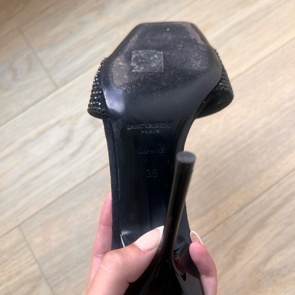 Saint Laurent gem embellished lucky evening mules - Picture 3 of 5